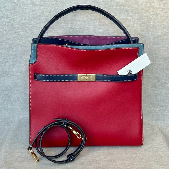 NWT Tory Burch Lee Radziwill Large Double Bag – Red Apple w/ Dust Bag - Picture 14 of 14